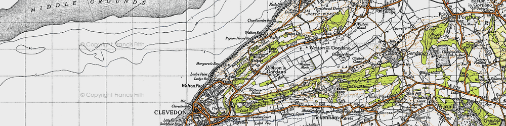 Old map of Walton in Gordano in 1946