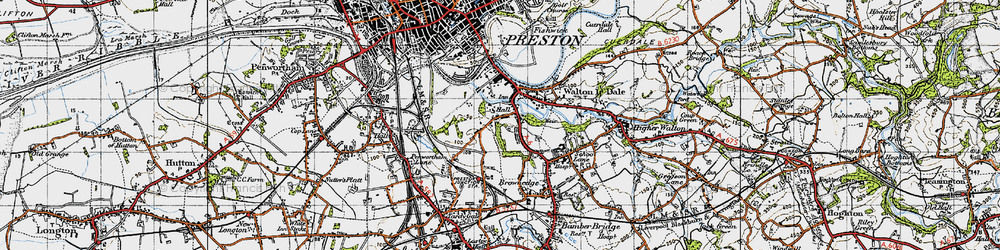 Old map of Walton-le-Dale in 1947