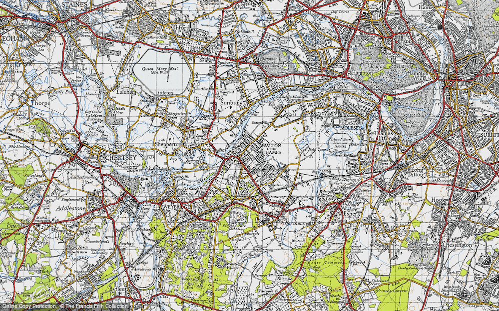 Old Map of Walton-on-Thames, 1940 in 1940