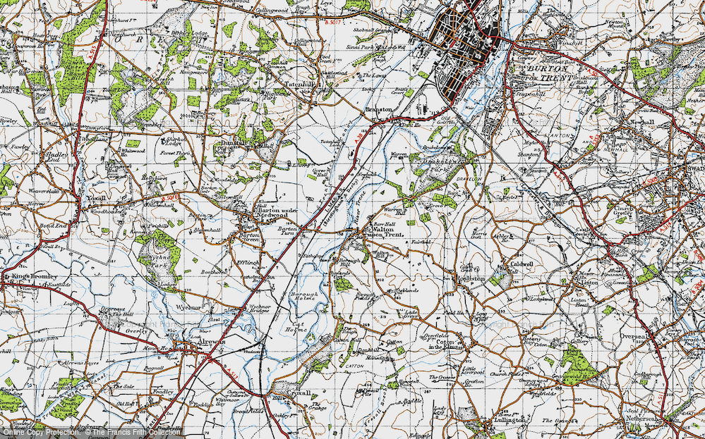 Old Map of Historic Map covering Borough Hill in 1946