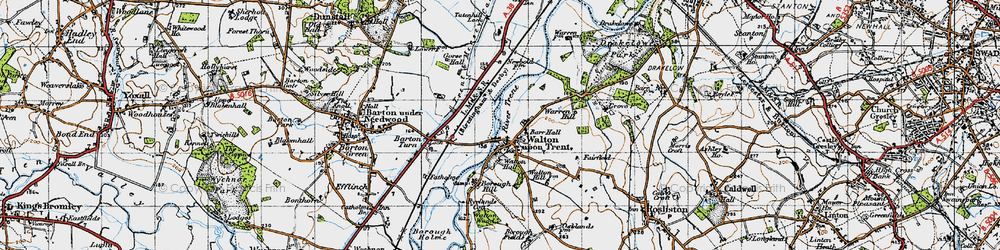 Old map of Walton-on-Trent in 1946
