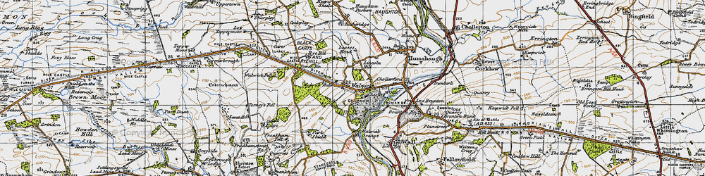 Old map of Walwick in 1947