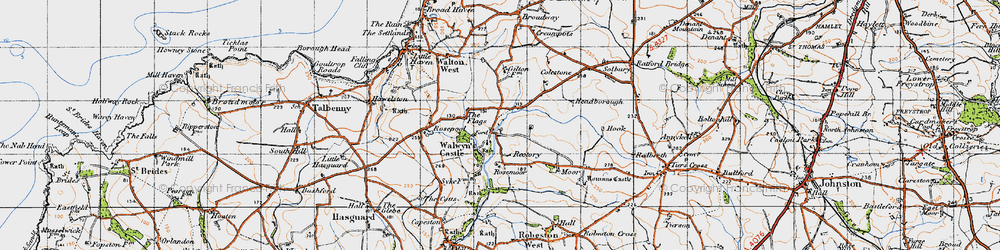 Old map of Walwyn's Castle in 1946