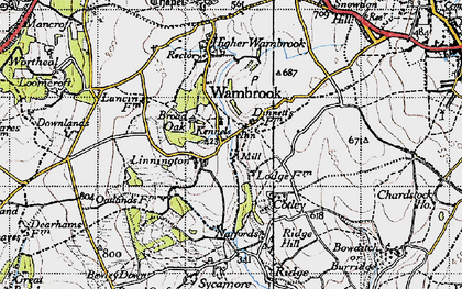 Old map of Linnington in 1945
