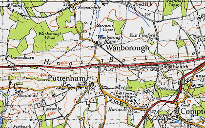 Old map of Wanborough in 1940