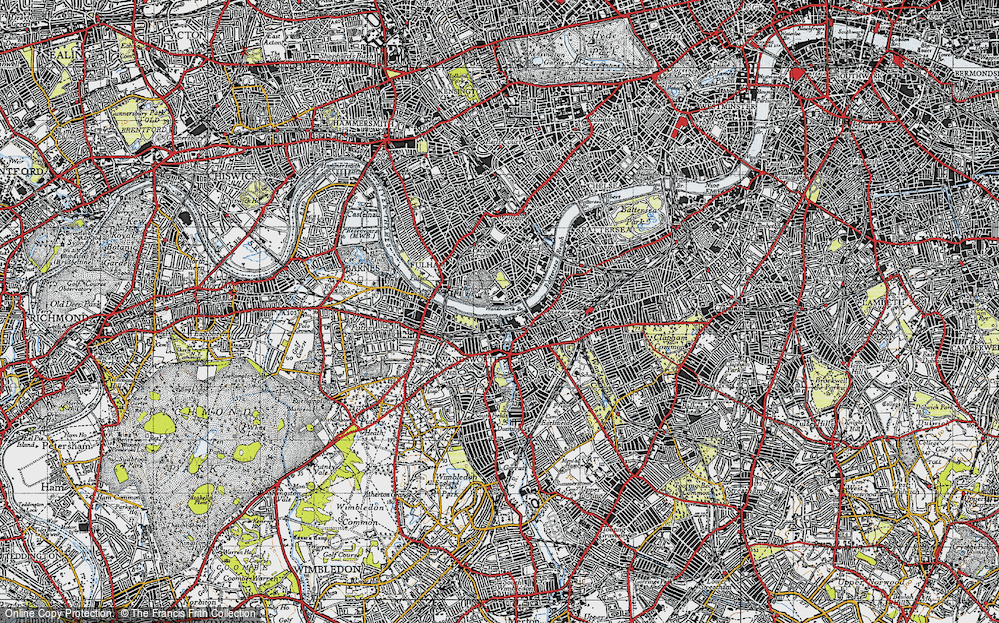 Old Map of Historic Map covering Wandsworth in 1945