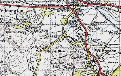 Old map of Wannock in 1940