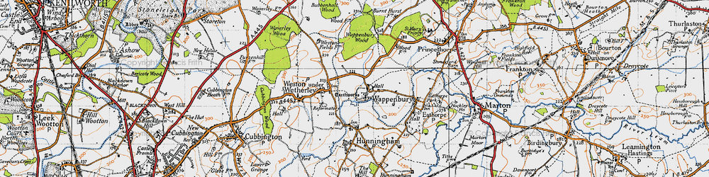 Old map of Wappenbury in 1946