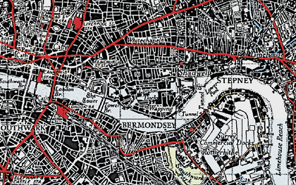 Old map of Wapping in 1946