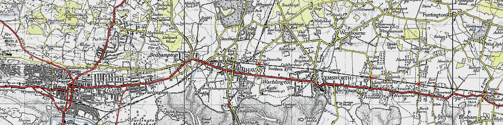 Old map of Warblington in 1945