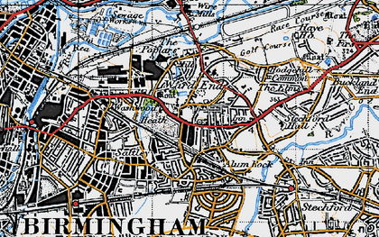 Old map of Ward End in 1946