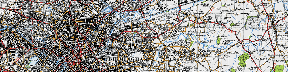 Old map of Ward End in 1946