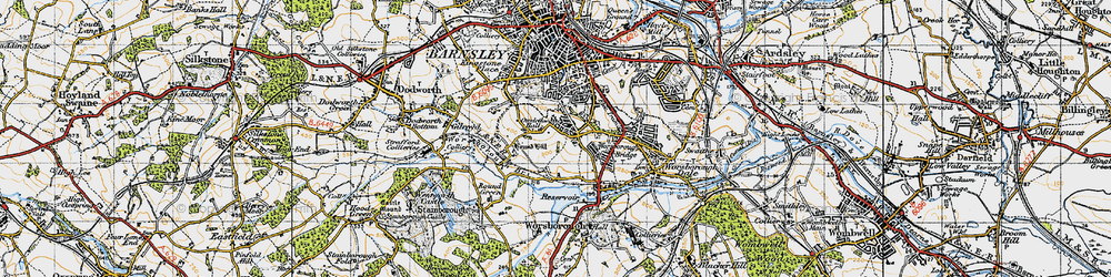 Old map of Worsbrough Resr in 1947