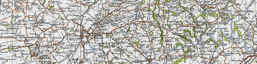 Old map of Ward Green Cross in 1947