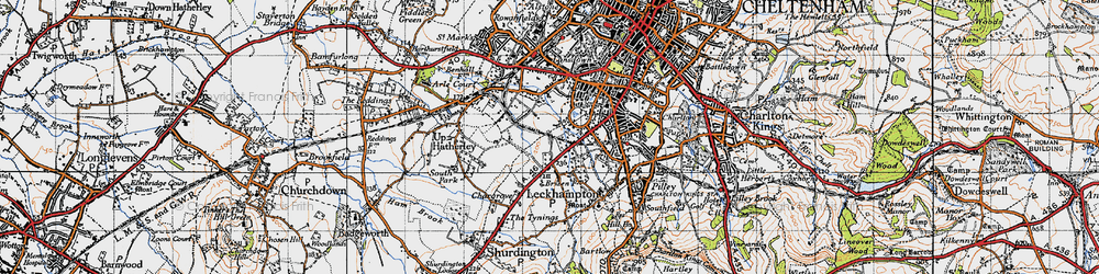 Old map of Warden Hill in 1946