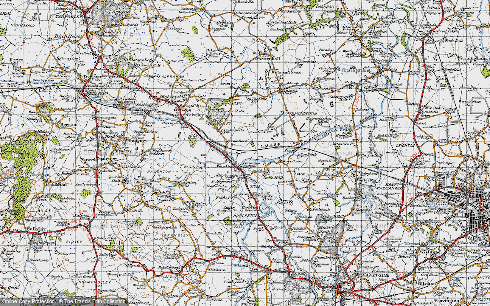 Old Map of Historic Map covering Barbridge Junction in 1947