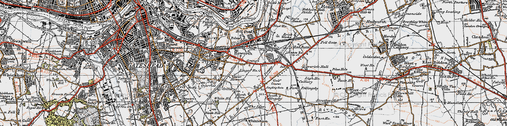 Old map of Wardley in 1947