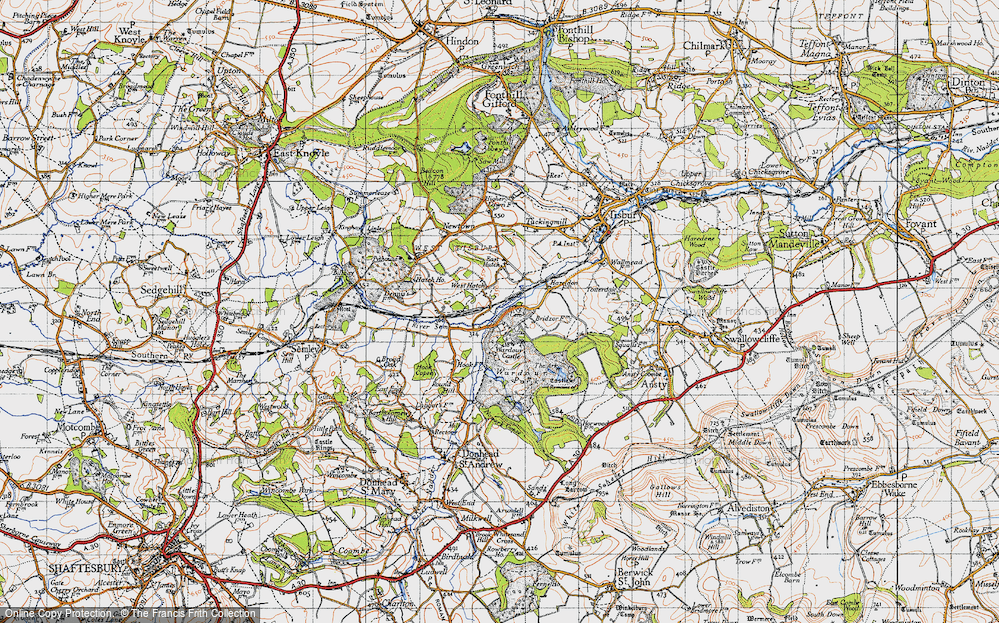 Old Map of Historic Map covering Wardour Castle in 1940