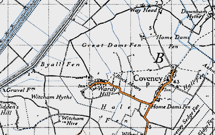 Old map of Wardy Hill in 1946
