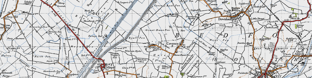 Old map of Wardy Hill in 1946