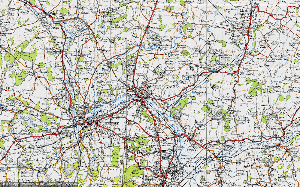 Old Map of Ware, 1946 in 1946