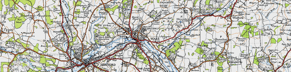 Old map of Ware in 1946