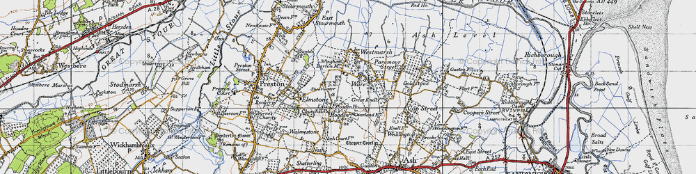 Old map of Ware in 1947