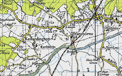 Old map of Warehorne in 1940