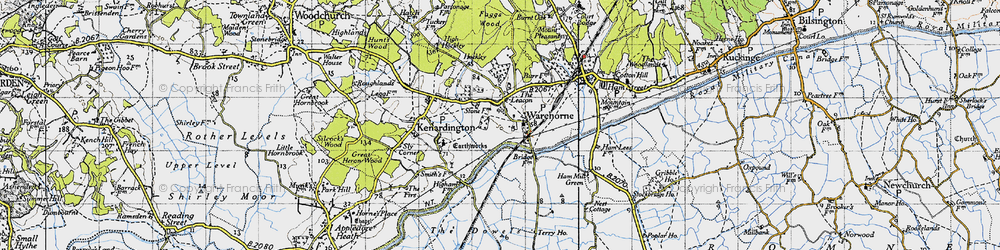 Old map of Warehorne in 1940