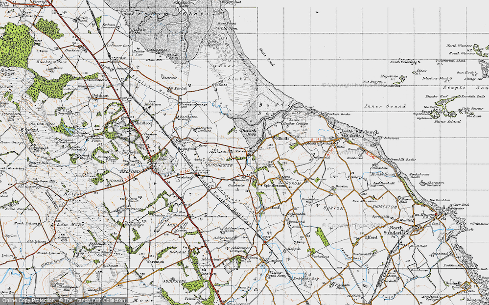 Old Map of Historic Map covering Easington in 1947