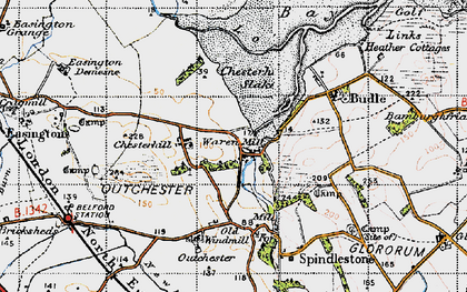 Old map of Budle Bay in 1947