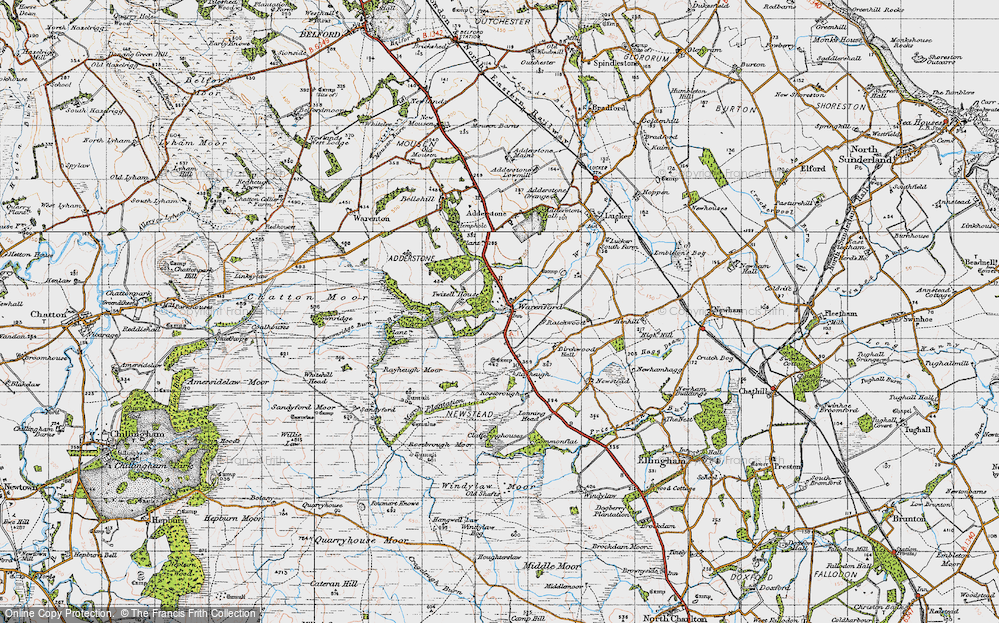 Old Map of Historic Map covering Brownridge Burn in 1947