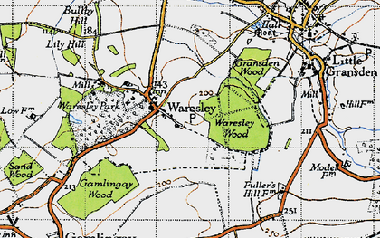 Old map of Waresley in 1946