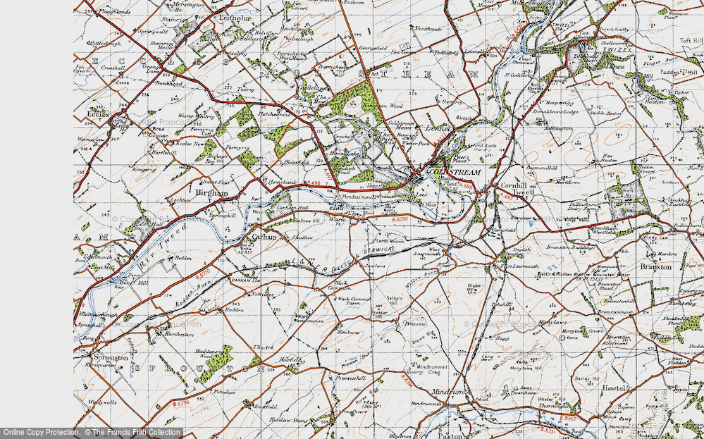 Old Map of Wark, 1947 in 1947