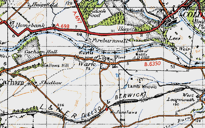 Old map of Wark in 1947