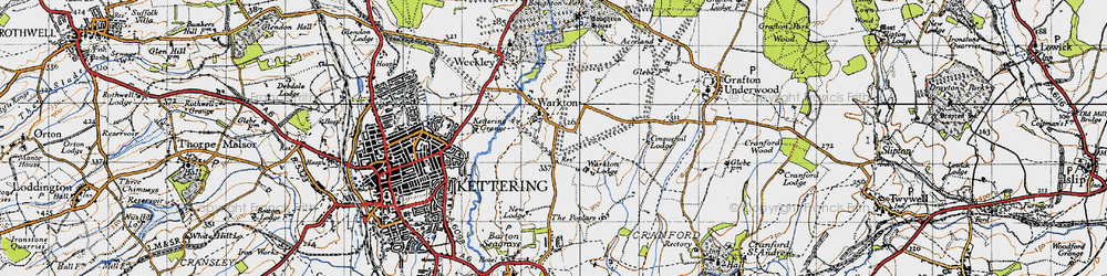 Old map of Warkton in 1946