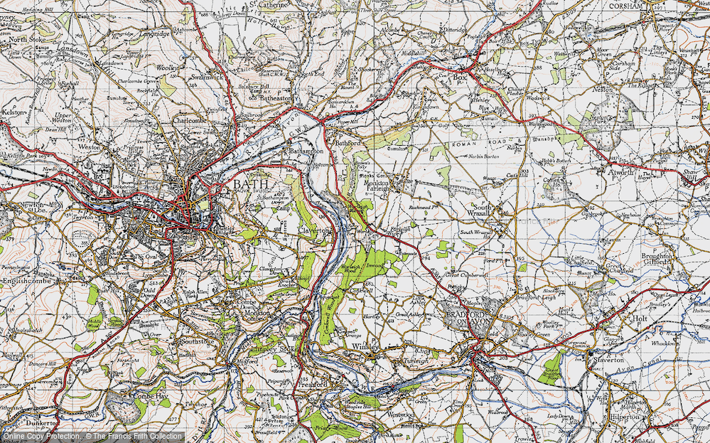 Old Map of Historic Map covering Bathford Hill in 1946