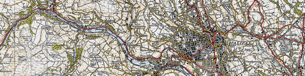 Old map of Warley Town in 1947
