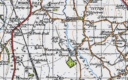 Old map of Warmingham in 1947