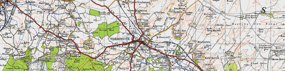 Old map of Warminster in 1946