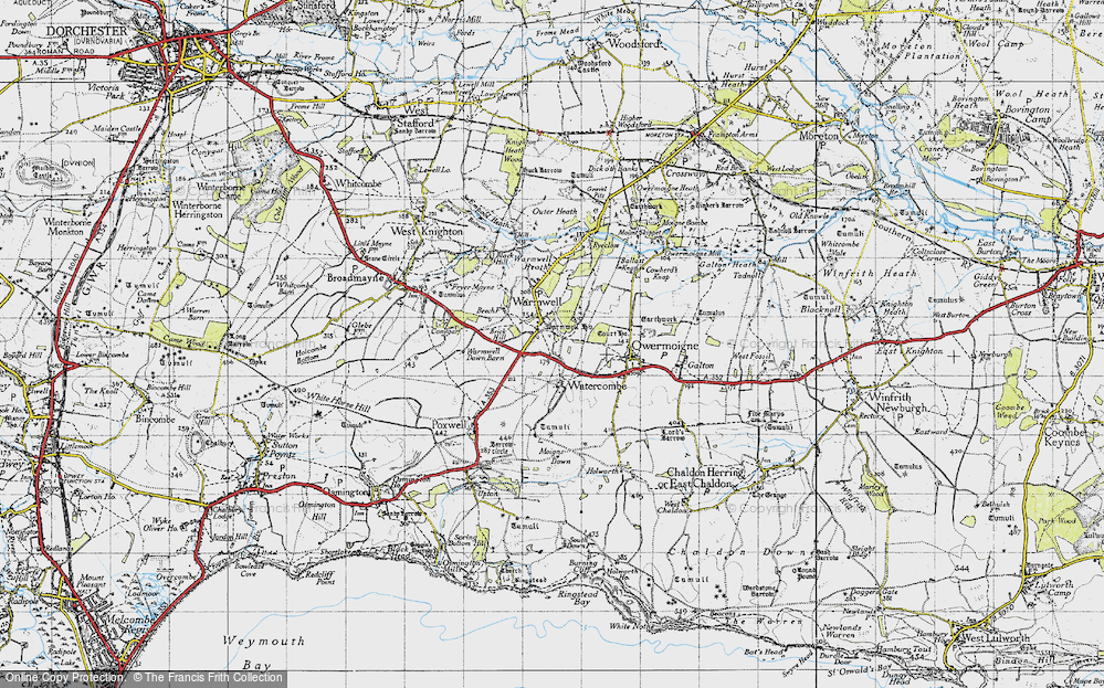Old Map of Historic Map covering Brick Hill in 1946
