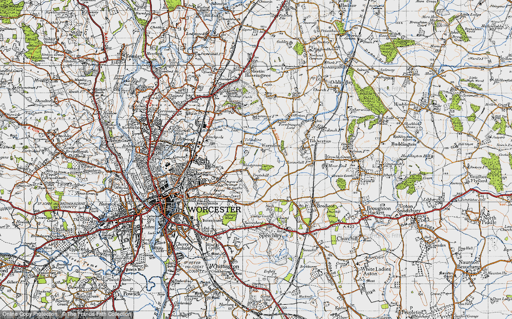 Old Map of Warndon, 1947 in 1947