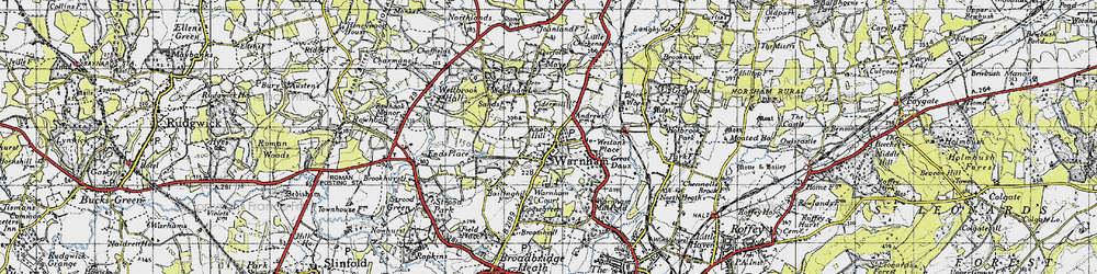 Old map of Warnham in 1940