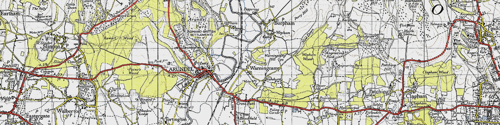 Old map of Warningcamp in 1940