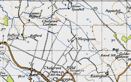 Old map of Warpsgrove in 1947