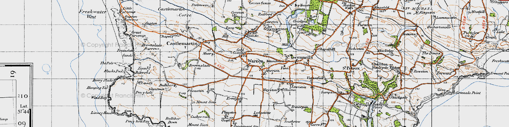 Old map of Axton Hill in 1946