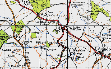 Old map of Warrington in 1946