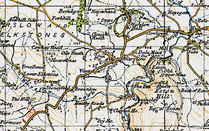 Old map of Warslow in 1947