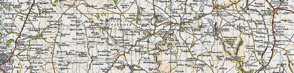 Old map of Warslow in 1947