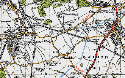 Old map of Warsop Vale in 1947